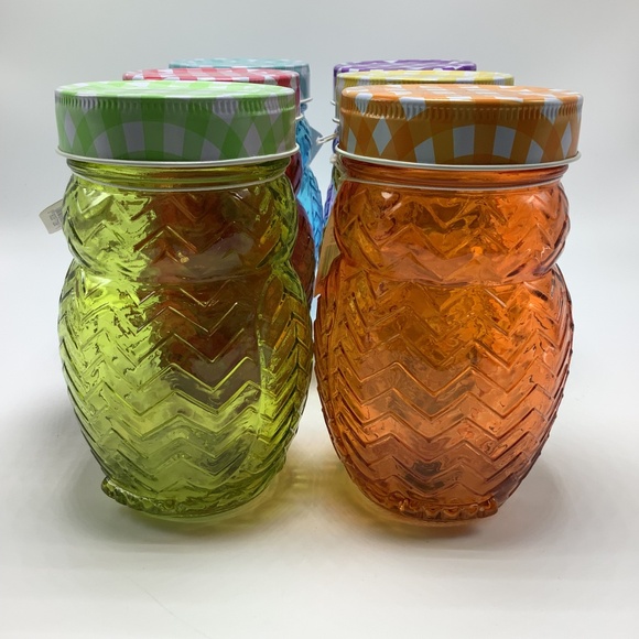 206242-6GB Owl Colors 6 Pc Glass Jar Set Canister with Airtight Metal Lids 16 oz - Picture 4 of 8